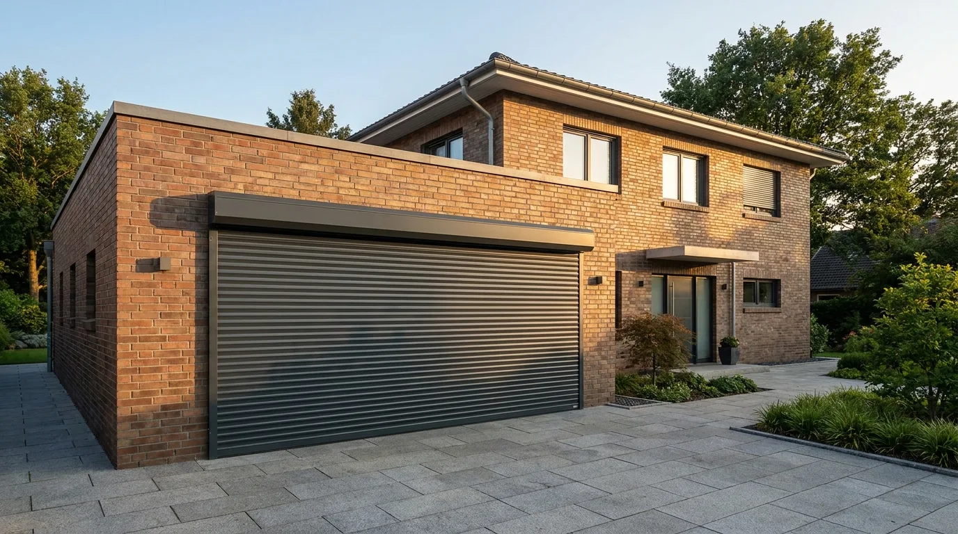 Rolltor an Klinker-Haus